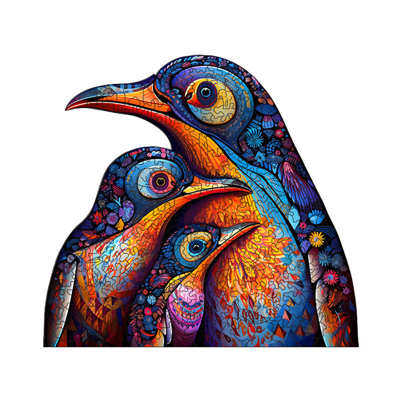 Irregular-Shaped Puzzle – A3 Size (33×43cm), 210-Piece Design, 4mm Thickness, Compact Packaging(Three Penguins)