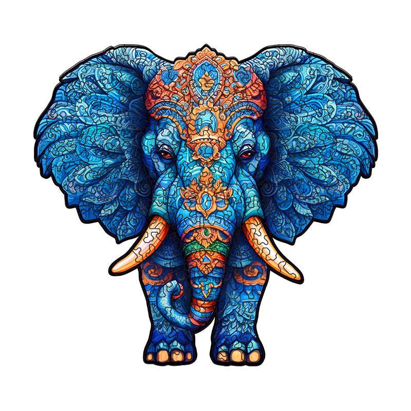 Irregular-Shaped Puzzle – A3 Size (33×43cm), 210-Piece Design, 4mm Thickness, Compact Packaging(Glacier Blue Elephant)