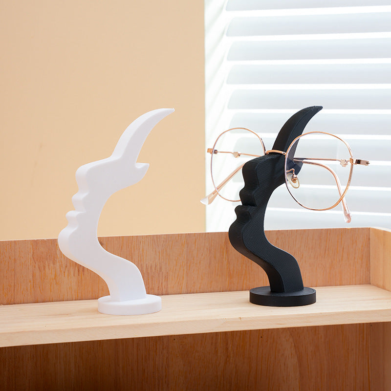 Black and white two pieces Desktop Eyeglass Holder – Minimalist Design for Home or Office, Stable Display Stand with Rounded Base