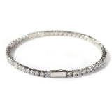 Silver Single-Row Zircon Bracelet – 4mm Wide, Brass Base with Secure Clasp, AAA+ Stones for Everyday Wear