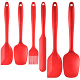 6-Piece Red Silicone Spatula Set – Heat-Resistant, Non-Scratch Kitchen Tools with Integrated Metal Reinforcement, Dishwasher Safe, for Cooking, Mixing, and Baking