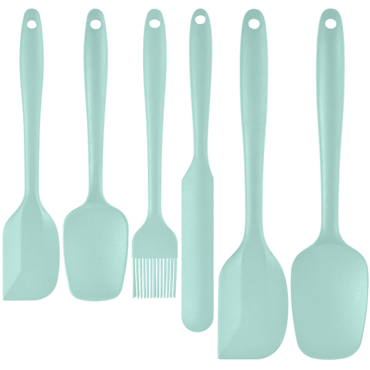 6-Piece Green Silicone Spatula Set – Heat-Resistant, Non-Scratch Kitchen Tools with Integrated Metal Reinforcement, Dishwasher Safe, for Cooking, Mixing, and Baking