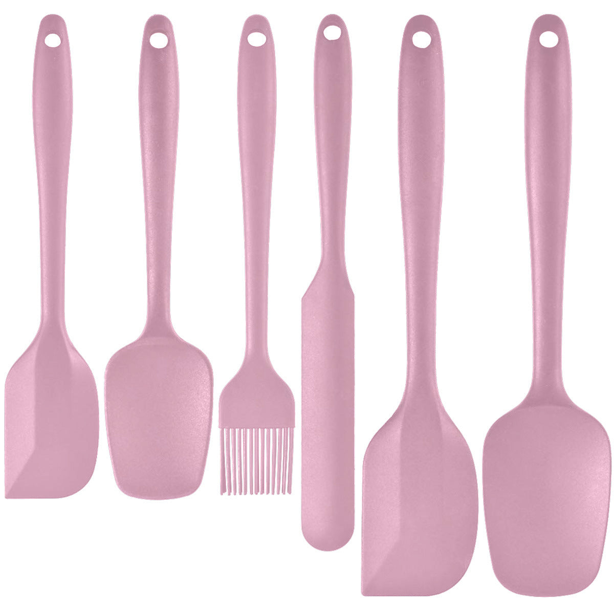 6-Piece Pink Silicone Spatula Set – Heat-Resistant, Non-Scratch Kitchen Tools with Integrated Metal Reinforcement, Dishwasher Safe, for Cooking, Mixing, and Baking