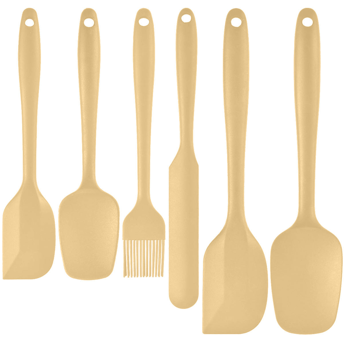 6-Piece Yellow Silicone Spatula Set – Heat-Resistant, Non-Scratch Kitchen Tools with Integrated Metal Reinforcement, Dishwasher Safe, for Cooking, Mixing, and Baking