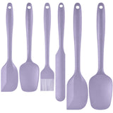 6-Piece Purple Silicone Spatula Set – Heat-Resistant, Non-Scratch Kitchen Tools with Integrated Metal Reinforcement, Dishwasher Safe, for Cooking, Mixing, and Baking