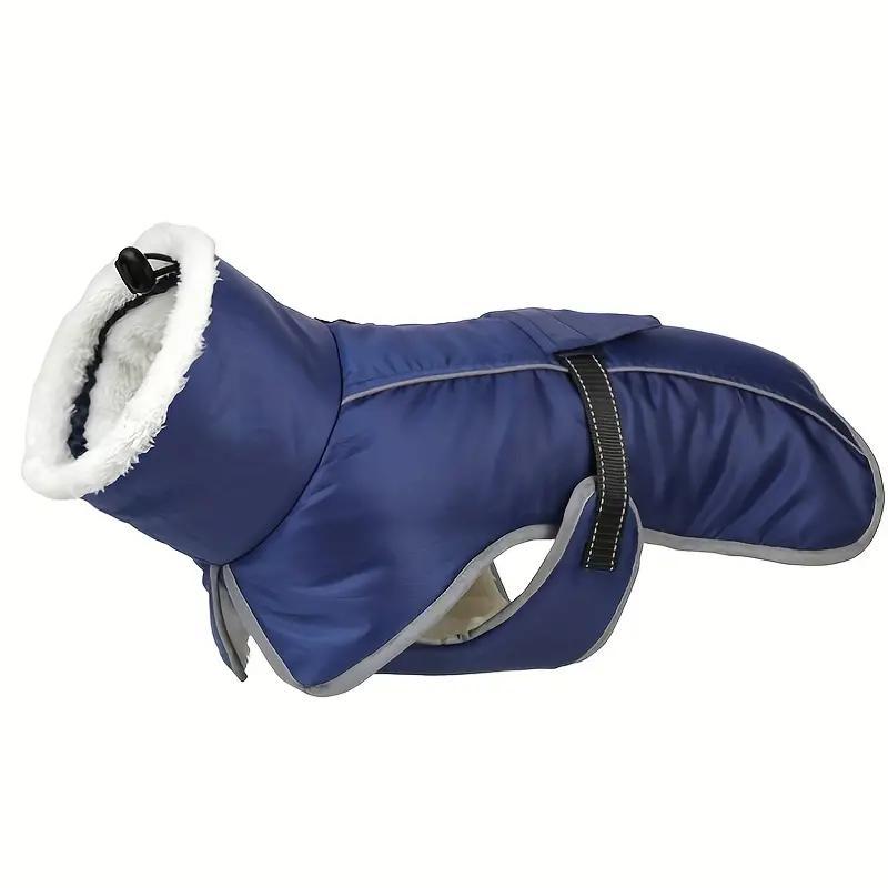Blue Dog Winter Jacket – Warm, Windproof & Waterproof Pet Coat with Fleece Lining and Reflective Strips for Cold Weather(Size: XL)