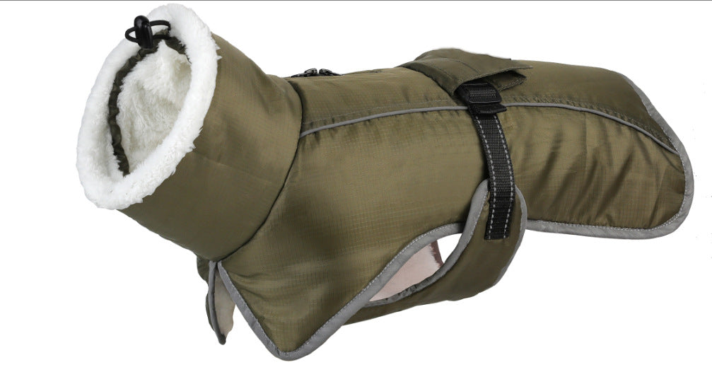Green Dog Winter Jacket – Warm, Windproof & Waterproof Pet Coat with Fleece Lining and Reflective Strips for Cold Weather(Size: L)