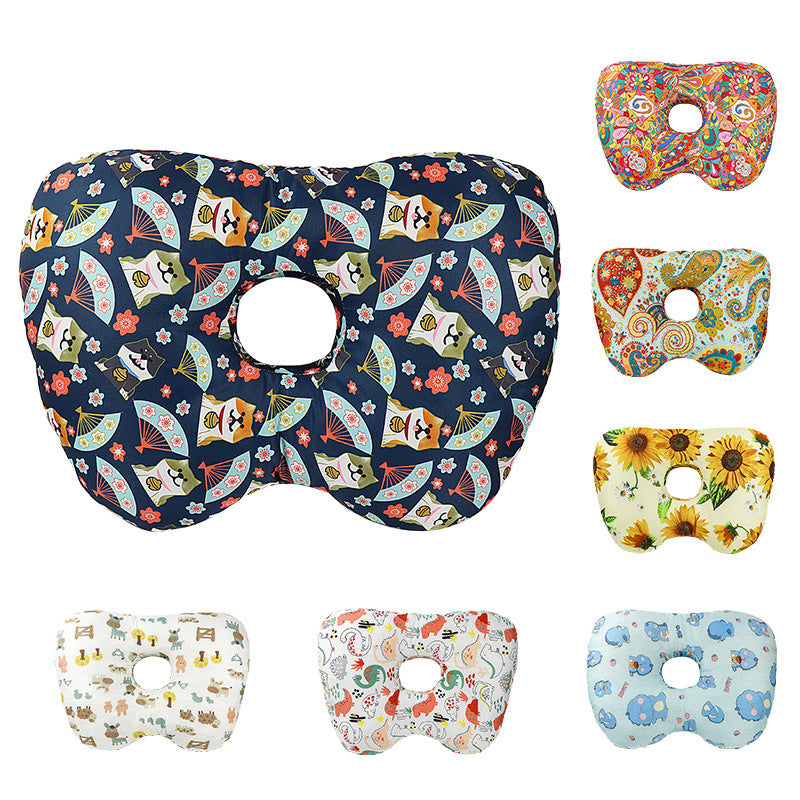 Fan Hollow Ear Support Pillow – Adjustable Side Sleep Neck Cushion with PP Cotton Filling and Breathable Fabric 