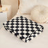 Black and white check Double-Sided Plaid Fleece Blanket – 100×150cm Machine Washable, No-Shedding Flannel Throw for Office, Air Conditioning & Nap Use