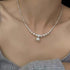 Elegant Pearl Choker Necklace for Women – Ins Style Minimalist Design with Crystal Accent and Drop Pearl Pendant (Silver Tone)