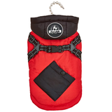 Red Thickened Winter Dog Coat with Reflective Strips – Waterproof, Windproof Pet Jacket for Small to Medium Dogs, Adjustable Fit with Detachable Leash Hook and Decorative Velcro Patch(Size: M)