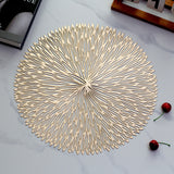 Gold Set of 3 Nordic-Style Round Table Mats – Heat-Resistant, Non-Slip PVC Placemats for Home Use, Creative Dish Pads, 38cm Diameter, Ideal for Dining Tables and Decor