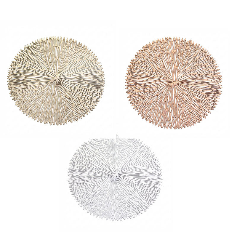 Set of 3 Nordic-Style Round Table Mats – Heat-Resistant, Non-Slip PVC Placemats for Home Use, Creative Dish Pads, 38cm Diameter, Ideal for Dining Tables and Decor