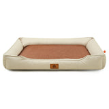 Khaki Rectangular Pet Bed with Removable Cooling Mat – Durable 600D Oxford Fabric Dog & Cat Bed, High-Rebound PP Cotton Filling, Non-Slip Base, for Medium to Large Breeds, Includes Free Cooling Pad(Size:S)
