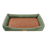 Green Rectangular Pet Bed with Removable Cooling Mat – Durable 600D Oxford Fabric Dog & Cat Bed, High-Rebound PP Cotton Filling, Non-Slip Base, for Medium to Large Breeds, Includes Free Cooling Pad(Size:L)