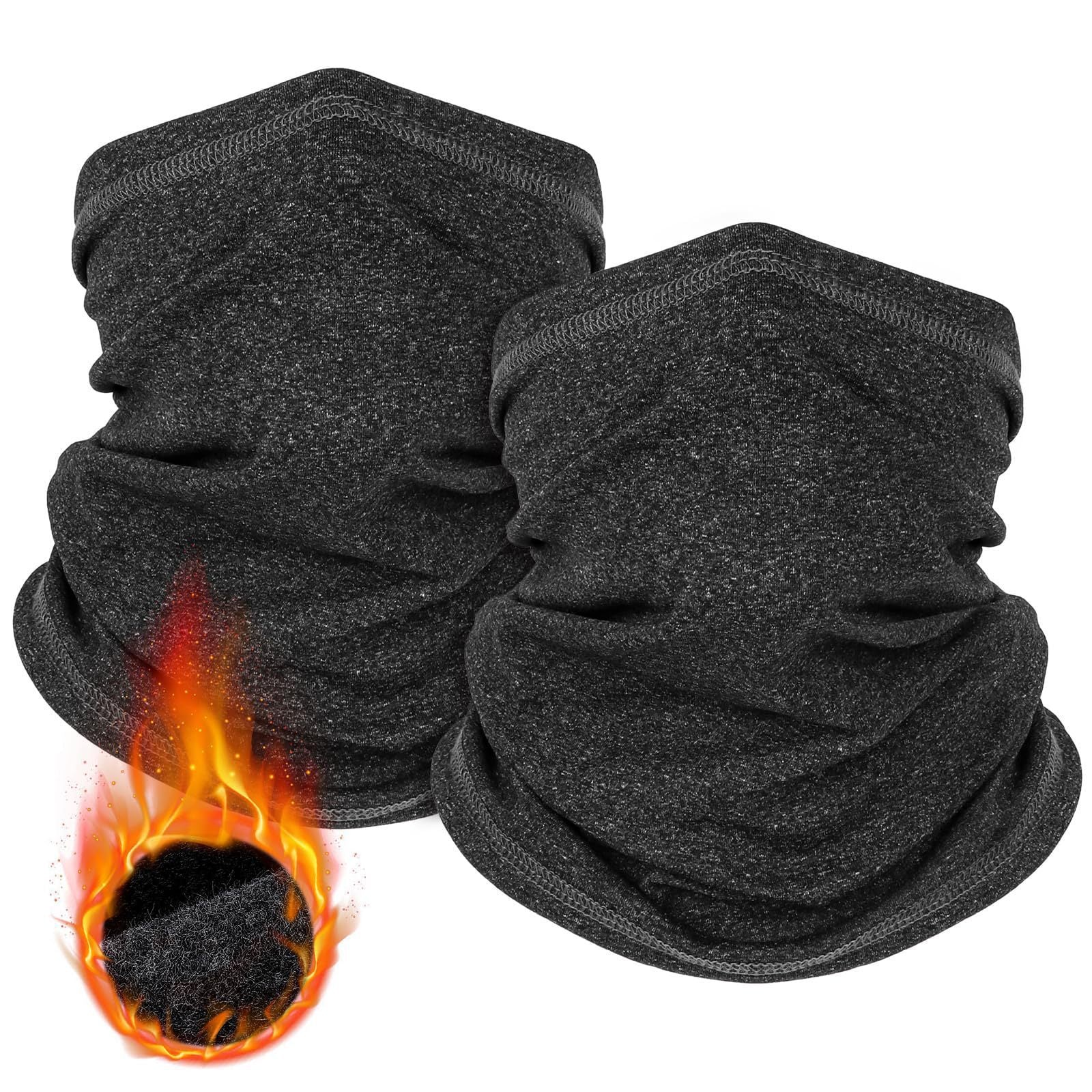 Black and gray Multi-Functional Thermal Neck Gaiter – Windproof, Stretchable Face & Head Cover for Skiing, Cycling, Hiking and Outdoor Activities