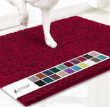 Deep red 50×80 cm Extra-Thick Chenille Floor Mat for Bathrooms and Pet Use – High-Density Absorbent, Non-Slip, Machine-Washable Rug for Dogs and Humans