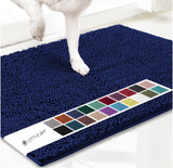 Dark blue 50×80 cm Extra-Thick Chenille Floor Mat for Bathrooms and Pet Use – High-Density Absorbent, Non-Slip, Machine-Washable Rug for Dogs and Humans