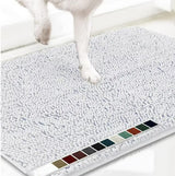 Bleached white 50×80 cm Extra-Thick Chenille Floor Mat for Bathrooms and Pet Use – High-Density Absorbent, Non-Slip, Machine-Washable Rug for Dogs and Humans
