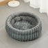 Grey Plush Round Pet Bed with Removable Cushion M Size, Thickened Warm Dog and Cat Nest for Small to Medium Pets, Cozy and Soft Sleeping Space for Home Use