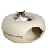 Beige Felt Donut Cat Bed with Zipper Tunnel Toy, Double-Layer Pet Cave for Cats, M Size (50x20cm), Cozy Hideaway for Indoor Cats
