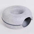 Light grey Felt Donut Cat Bed with Zipper Tunnel Toy, Double-Layer Pet Cave for Cats, M Size (50x20cm), Cozy Hideaway for Indoor Cats