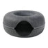 Dark grey Felt Donut Cat Bed with Zipper Tunnel Toy, Double-Layer Pet Cave for Cats, M Size (50x20cm), Cozy Hideaway for Indoor Cats