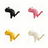 4-Pack Cat-Shaped Desk Hooks - No-Drill Adhesive Mount, Multi-Functional Side Table Organizer for Students & Home Office, Includes Black, Yellow, Pink & White ABS Plastic Hooks