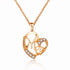 Golden MOM heart pendant necklace with rhinestones on an adjustable chain.