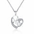 Silver MOM heart pendant necklace with rhinestones on an adjustable chain.