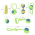 7-Piece Green Durable Cotton Rope Dog Toy Set - Washable Knotted Ball & Tug Toys for Aggressive Chewers, Interactive Teeth Cleaning Pet Toy for Small to Medium Dogs & Cats