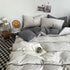 Haze gray Washed Cotton Bedding Set - Solid Color Fitted Sheet Style, 4-Piece Set for 1.5m Bed, Includes 10 Random Color Quilt Fasteners(1.5m)