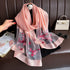 Pink Elegant Embroidered Begonia Flower Long Scarf for Women - Beaded Faux Silk Shawl with Floral Design, Lightweight Sunscreen Wrap for Spring Autumn Daily Wear