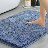 Hazy Blue Thickened Chenille Bathroom Floor Mat 50x80cm Super Absorbent Non-Slip TPR Backing Rug for Shower Entrance and Washroom Soft Comfort for Local Households