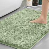 Light Green Thickened Chenille Bathroom Floor Mat 50x80cm Super Absorbent Non-Slip TPR Backing Rug for Shower Entrance and Washroom Soft Comfort for Local Households