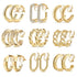 9 Pairs Geometric C-Shaped Non-Pierced Ear Clips Minimalist Hollow Electroplated Alloy Ear Cuffs Painless Fashion Accessory for Local Women