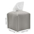 2 Pack Grey PU Leather Rectangular Tissue Box Covers Foldable Roll Paper Bag for Car Home and Bathroom Modern Storage Solution for Local Households