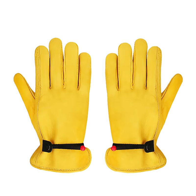 Size XXL Golden Yellow Top-Grain Cowhide Protective Work Gloves, Durable Wear-Resistant Labor Safety Solution for Local Industrial Professionals