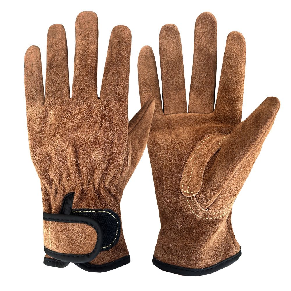 Size 2XL Heavy-Duty Cowhide Protective Gloves with Heat Resistant and Wear-Proof Leather for Outdoor Camping Welding and Industrial Work Reliable Hand Guard for Local Professionals