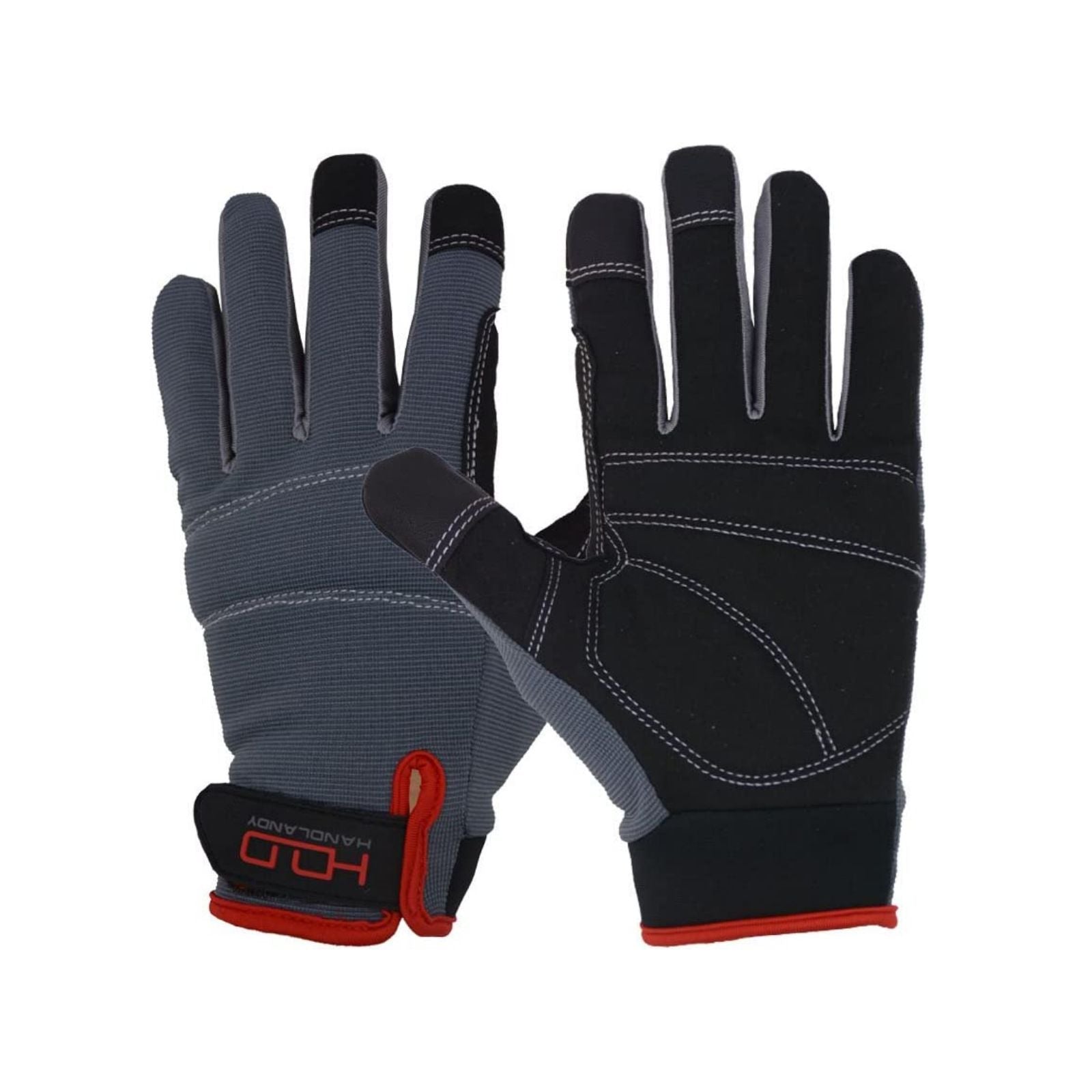 Size M Touchscreen Work Gloves - Reinforced Padded Palm with Shock Absorption - Lightweight Flexible Mechanic Gloves with Adjustable Wrist Strap, High Dexterity for DIY Maintenance, Gardening and Workshop Tasks