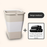 Beige Foldable Car Trash Can and Multi-Functional Storage Bin - Includes 5 Rolls of Bags - Leak-Proof Waterproof Design for Road Trips, Camping and Daily Commuting - Space Saving Portable Organiser(medium)