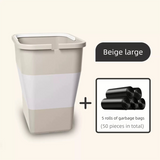 Beige Foldable Car Trash Can and Multi-Functional Storage Bin - Includes 5 Rolls of Bags - Leak-Proof Waterproof Design for Road Trips, Camping and Daily Commuting - Space Saving Portable Organiser(large)