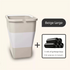 Beige Foldable Car Trash Can and Multi-Functional Storage Bin - Includes 5 Rolls of Bags - Leak-Proof Waterproof Design for Road Trips, Camping and Daily Commuting - Space Saving Portable Organiser(large)