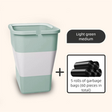 Light green Foldable Car Trash Can and Multi-Functional Storage Bin - Includes 5 Rolls of Bags - Leak-Proof Waterproof Design for Road Trips, Camping and Daily Commuting - Space Saving Portable Organiser(medium)