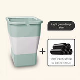 Light green Foldable Car Trash Can and Multi-Functional Storage Bin - Includes 5 Rolls of Bags - Leak-Proof Waterproof Design for Road Trips, Camping and Daily Commuting - Space Saving Portable Organiser(large)