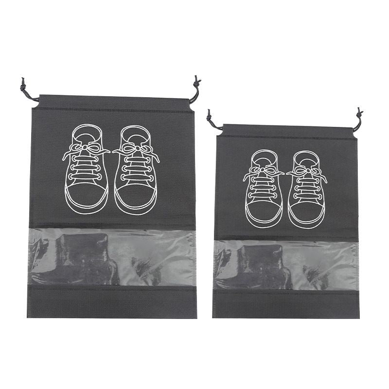 50-Pack Shoe Storage Bags - 25 Medium and 25 Large - Non-Woven Dust-Proof Travel Organiser with Transparent Window, Drawstring Closure for Business Trips, Home Wardrobe and Daily Storage