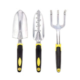 3-Piece Yellow Gardening Tool Set - Heavy Duty Aluminum Alloy with Bonus Claw Gardening Gloves - Rust Resistant Hand Trowel, Cultivator and Transplanter for Planting, Digging and Weeding
