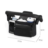 Black Universal Stroller Organizer Bag - Durable Water-Resistant Fabric - Dual Insulated Cup Holders, Large Capacity Storage Caddy for Diapers and Essentials, Fits Most Prams, Travel Friendly Solution