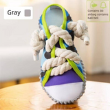 Grey Squeaky Canvas Shoe Dog Toy - Durable Realistic Sneaker Design for Chewing and Teething, Interactive Boredom Buster with Built-in Squeaker, Daily Play and Training Solution for Pets