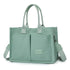 Green Large Canvas Tote Bag for Women - Multi-Pocket Utility Organiser with Wide Adjustable Shoulder Strap - Trendy Crossbody and Handheld Bag for Work, Shopping and Travel - Daily Comfort Solution